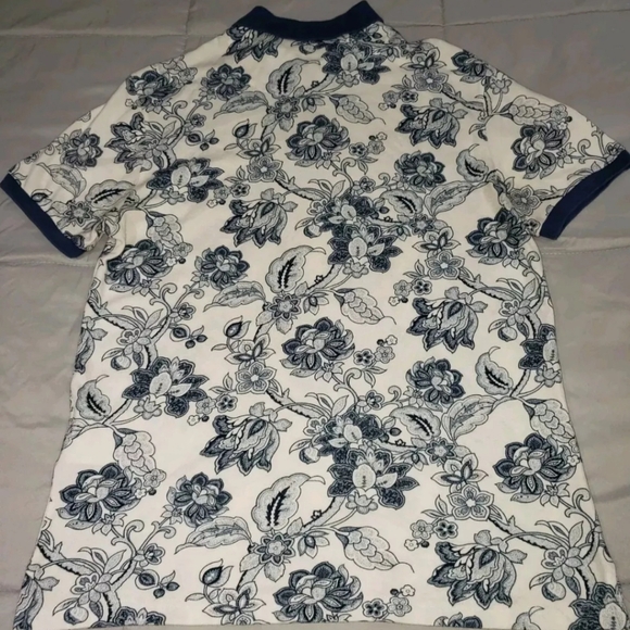 Etro Polo Shirt Mens Blue-Ehite Print Size Large - Picture 2 of 8